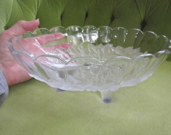 Indiana Frosted Glass Garland Centerpiece Bowl