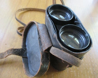 Leather-covered Deraisme of Paris Binoculars with Original Case