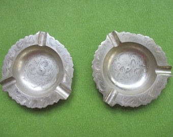 Set of two Hand-carved Brass Ashtrays or Trinket Dishes