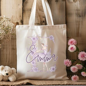 Custom Dance Bag for Girls, Personalized Ballet Bag, Toddler Dance Bag, Monogram Tote Bag, Dance Mom Canvas Tote Bag, Cute Dancer Tote Bag