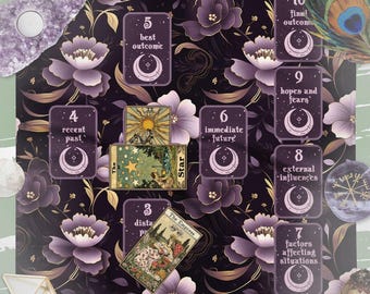 Dark Academia Altar Cloth, Celtic Cross Tarot Spread Cloth, Learn Tarot Card Reading Pagan Altar Cloth, Tarot Card Wrap, Tarot Accessories