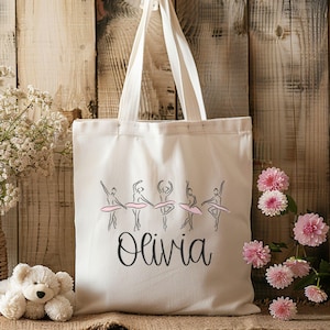 Dance Bag for Girls, Ballet Bag, Toddler Dance Bag, Dance Mom Canvas Tote Bag, Custom Cute Tote Bag, Dance Teacher, Dancer Gift for Her