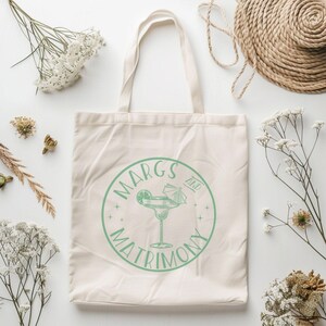 Margs and Matrimony Bachelorette Tote Bag, Bach Margaritas Party, Bridesmaid Gift, Beach Bachelorette Gift, Cute Canvas Bridesmaid Tote Bag