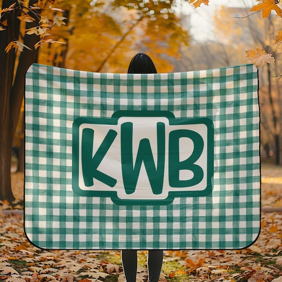 Monogram Blanket, Personalized Picnic Blanket, Custom Waterproof