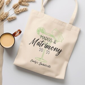 Margs and Matrimony Bachelorette Bag, Margaritas Bachelorette Party, Bridesmaid Tote Bags, Beach Bachelorette Gift, Cute Canvas Tote Bag