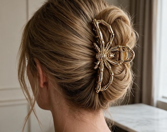 Pinza para el cabello con forma de araña gótica, accesorio de Halloween de aleación metálica