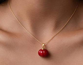 クリスタルパンプキンペンダントネックレス、ゴールドトーンチェーン、ハロウィン秋のチャーム