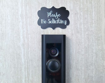 Scalloped Please No Soliciting Laser Engraved Door Sign