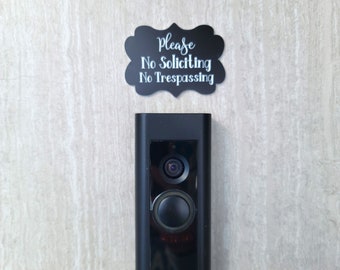 Please No Soliciting No Trespassing Scalloped Laser Engraved Door Sign
