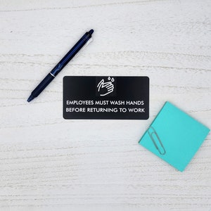 Employees Must Wash Hands Laser Engraved Door Sign