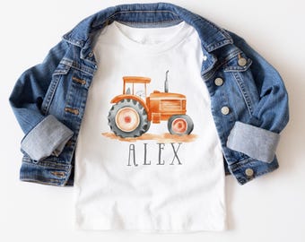Personalized Tractor Shirt, Custom Name Farm Tee, Country Toddler Style