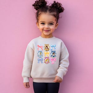 Coquette Bow Disney Princess Vintage Sweatshirt, Belle Ariel Elsa Cinderella, Walt Disney Disney Girl Trip Gift image 2