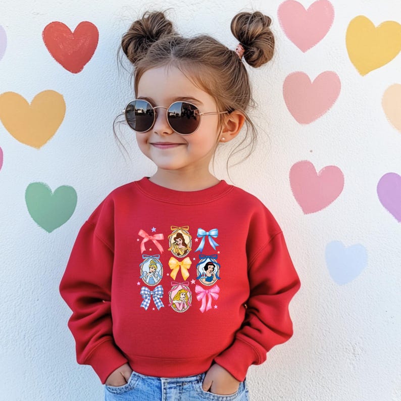 Coquette Bow Disney Princess Vintage Sweatshirt, Belle Ariel Elsa Cinderella, Walt Disney Disney Girl Trip Gift image 4