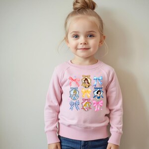 Coquette Bow Disney Princess Vintage Sweatshirt, Belle Ariel Elsa Cinderella, Walt Disney Disney Girl Trip Gift image 3
