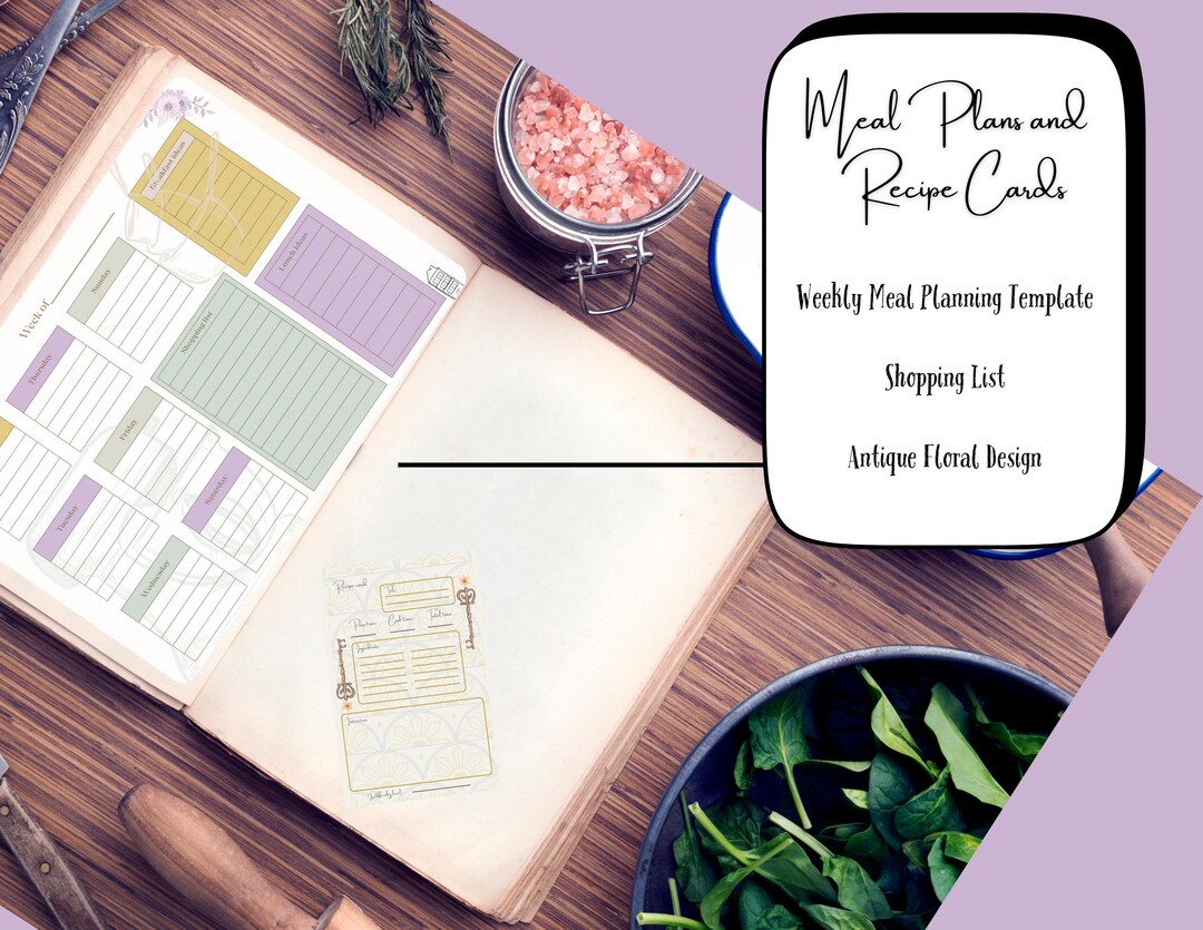 Bohemian Floral Menu Planner Recipe Card & Weekly Meal Tracker - Etsy