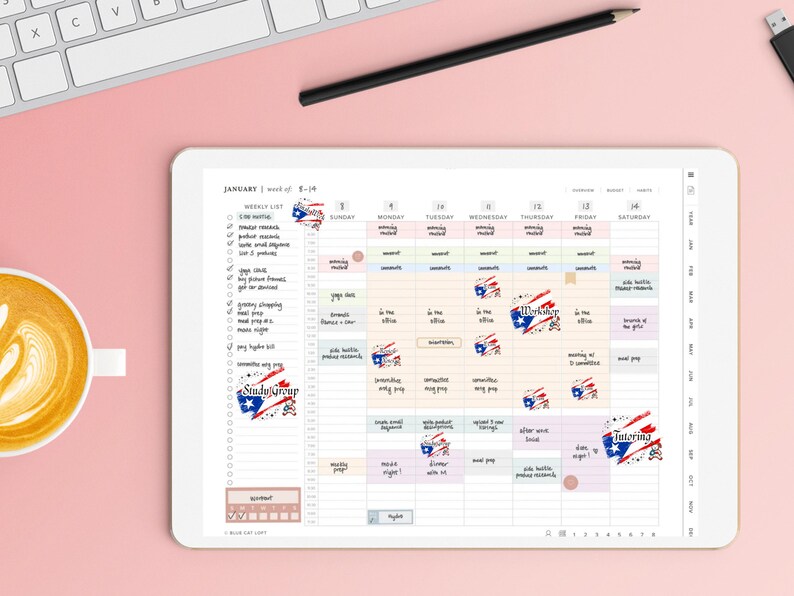 Bad Bunny Puerto Rican Flag Digital Planner Stickers for High School or ...