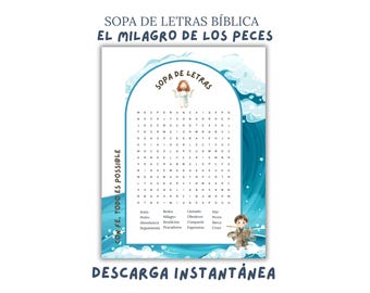 Sopa de Letras Bíblica: El Milagro de los Peces | Actividad Imprimible