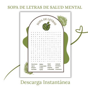 Spanish Mental Health Word Search | Sopa de Letras (PDF) image 1