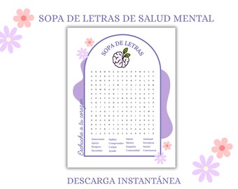 Spanish Mental Health Word Search | Printable Sopa de Letras (PDF)