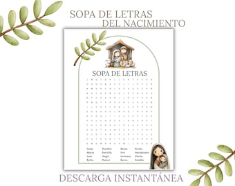 Sopa de Letras del Nacimiento | Actividad Bíblica de Navidad | Descarga Instantánea