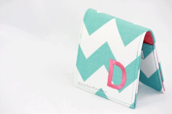 Personalized Square Business Card Holder Monogram Teal