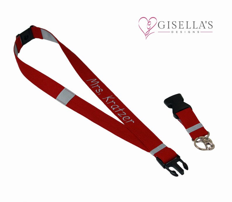 Personalized Lanyard With Detachable Keychain Burgundy and Etsy