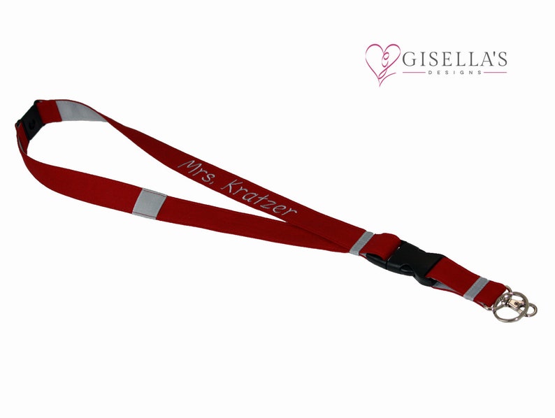 Personalized Lanyard With Detachable Keychain Burgundy and Etsy