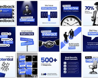Modern Corporate Business Social Media Post + Story Templates for Instagram & LinkedIn | Canva Editable Branding Kit, Professional Bundle