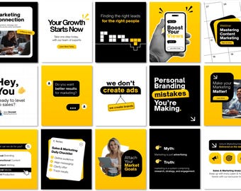 Sales & B2B Marketing Social Media Posts + Story Templates | Canva Free Editable Templates | Modern Corporate Business Branding Kit