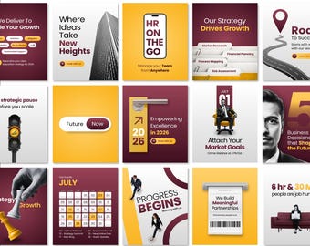 Corporate Business Social Media Templates | Canva Instagram Post Pack for Coaches | Modern Marketing Graphics | Professional Branding Kit