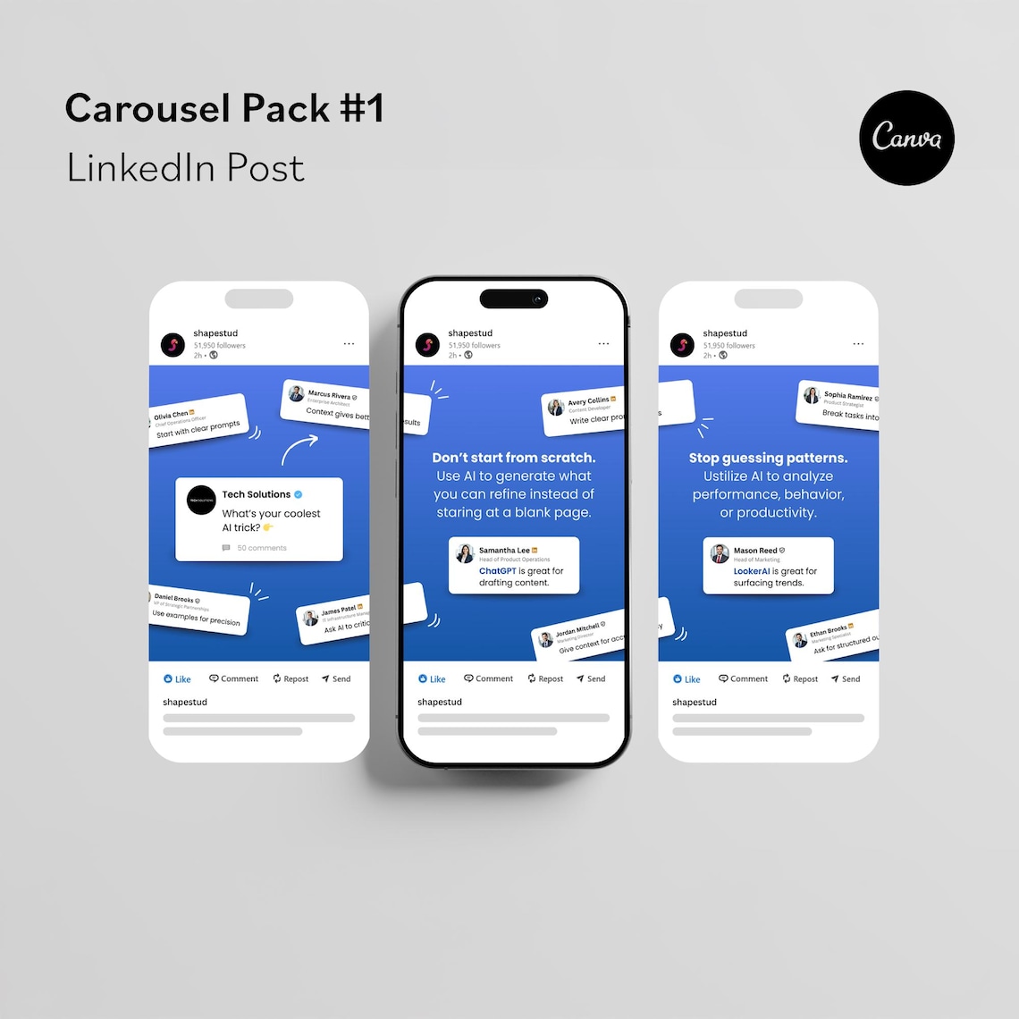 Linkedin Carousel Templates | Modern B2B Marketing Social Media Posts ...