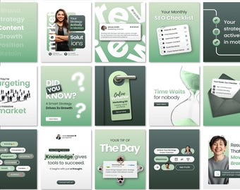 Modern B2B Marketing Social Media Post + Story Templates | LinkedIn & Instagram Templates for Business | Canva Editable | Branding Pack