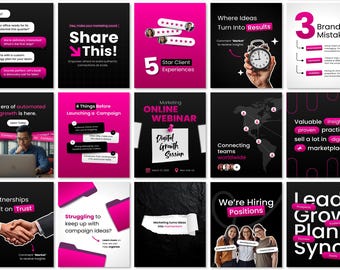 B2B Marketing Social Media Post + Story Templates | Canva Free Editable Templates | Modern Business Branding Kit