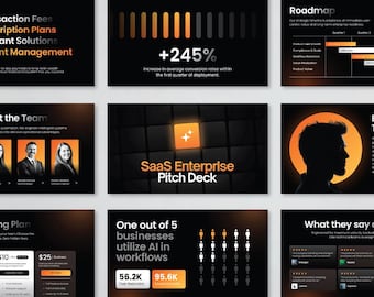 SaaS Pitch Deck Template | AI Startup PowerPoint Template | Enterprise Business Presentation | Tech Company PPT | Canva & PPT Template