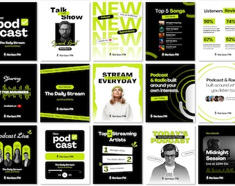 Podcast Social Media Templates | Canva Editable | Radio Instagram Post and Story Template Pack | Podcast Host Marketing Kit