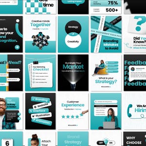 Mallar för marknadsföring i sociala medier för Canva | Redigerbart varumärkespaket | Marknadsföringskit för företag