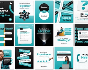 Modern B2B Marketing Social Media Post & Story Templates for Canva | Editable Branding Bundle | Business Marketing Kit