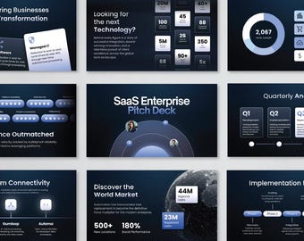 SaaS Tech Pitch Deck Template Canva PowerPoint | Corporate Business Slide Deck | Modern Marketing Presentation