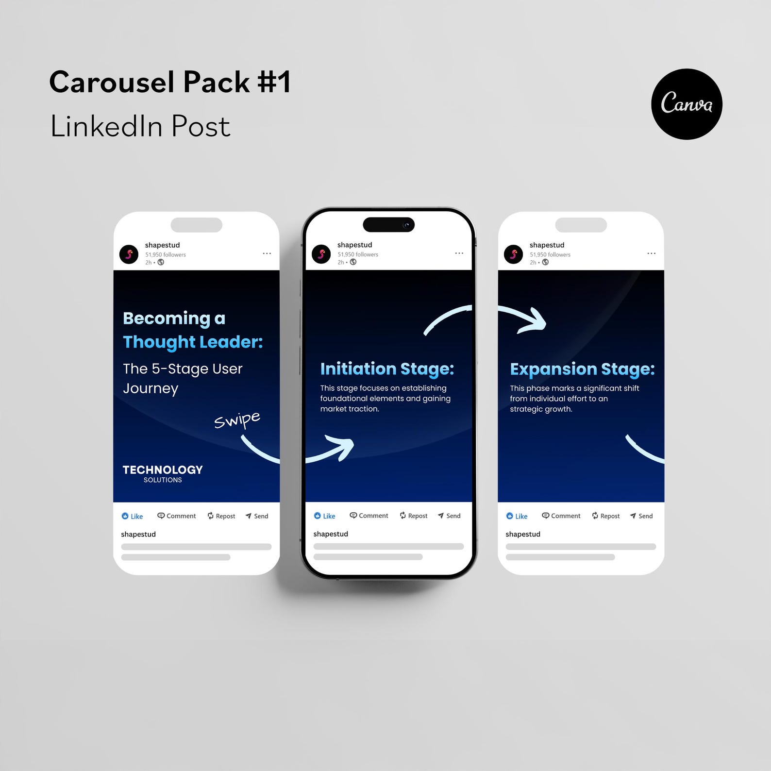 3 Linkedin Carousel Social Media Posts | Free Canva Editable - Etsy