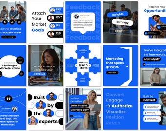 Sales & B2B Marketing Social Media Posts + Story Templates | Canva Free Editable Templates | Modern Marketing Business Branding Kit