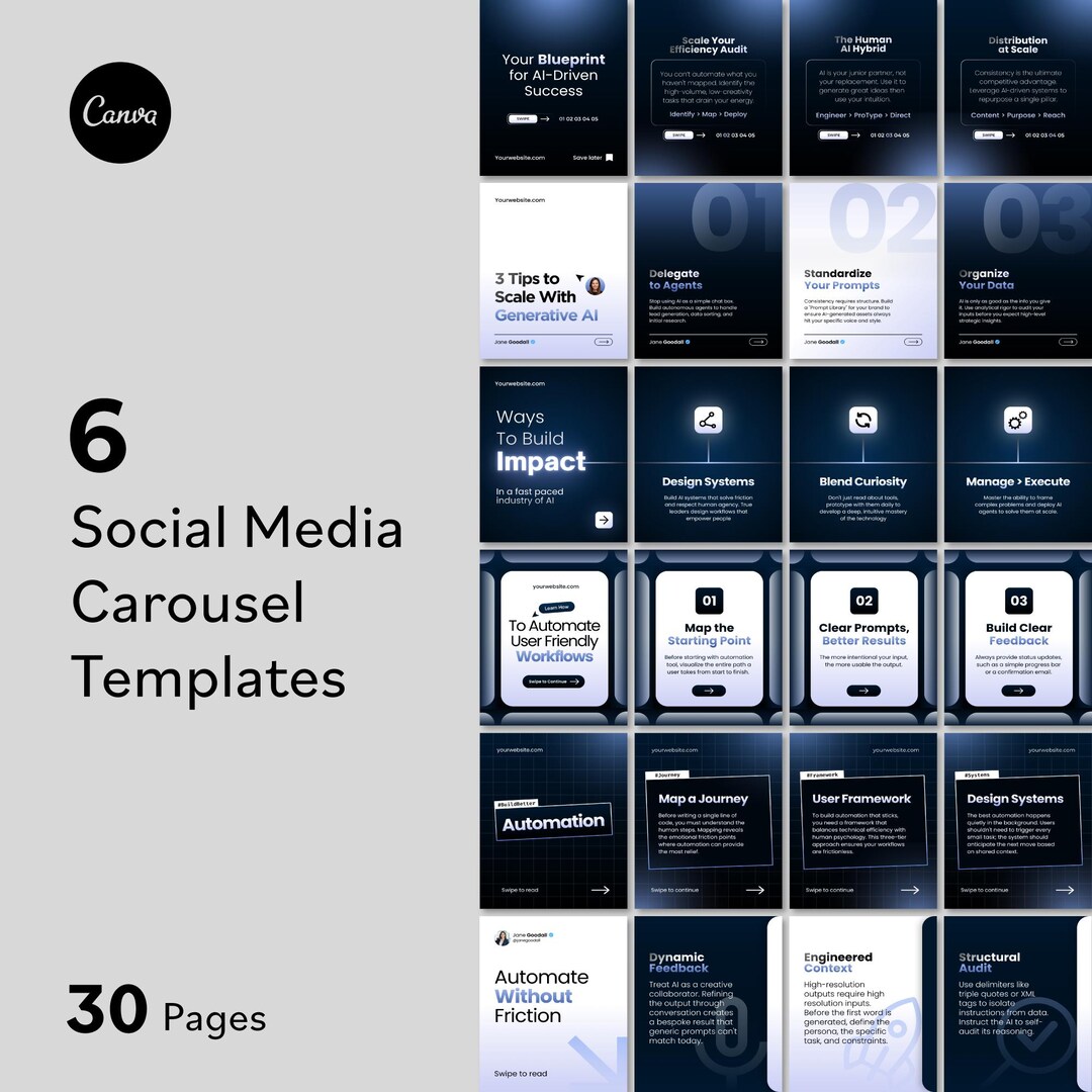 Linkedin & Instagram Canva Carousel Templates | Social Media Posts for ...