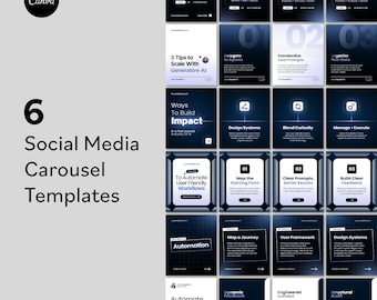LinkedIn & Instagram Canva Carousel Templates | Social Media Posts for B2B Marketing and AI SaaS Technology Corporate Business