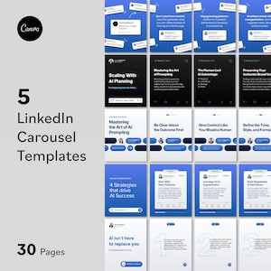 LinkedIn Carousel Templates | Modern B2B Marketing Social Media Posts | Canva Free Editable Business Content