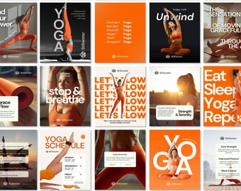 Yoga & Fitness Social Media Post + Story Template Designs | Canva Free Editable Templates