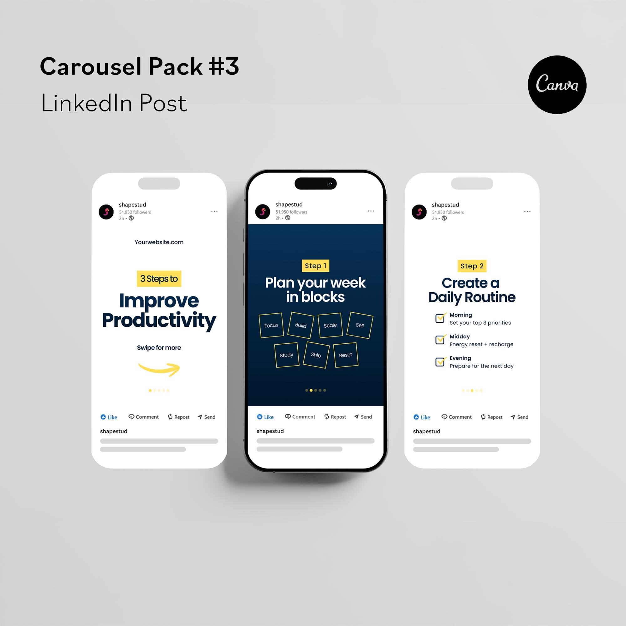Linkedin Carousel Templates | B2B Marketing Social Media Posts | Canva ...