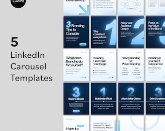 LinkedIn Carousel Template Pack | Modern Marketing Social Media Posts | Canva Free Editable Business Content | Technology AI SaaS Business