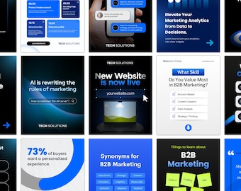 30 Editable Social Media Post + Story Templates for Modern B2B Marketing Business | Canva Free Editable | Enterprise Corporate Style