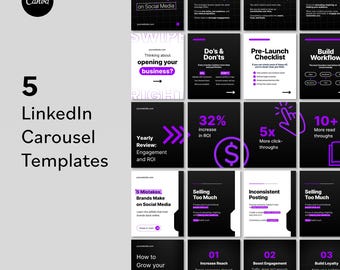 LinkedIn Carousel Templates | Modern Marketing Social Media Posts | Canva Free Editable Business Content | Digital Marketing Branding Kit