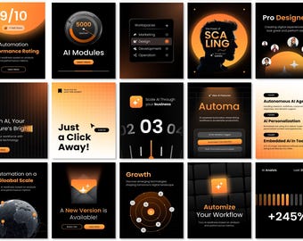 Enterprise Style Social Media Post + Story Templates Pack | Canva Free Editable | AI SaaS Technology Business Marketing