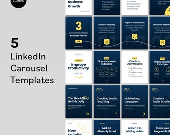 LinkedIn Carousel Templates | B2B Marketing Social Media Posts | Canva Free Editable Business Content